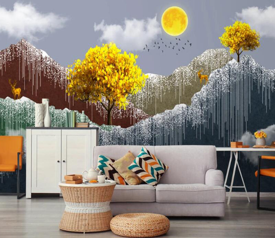 3D Four-color Mountains 132 Wall Murals