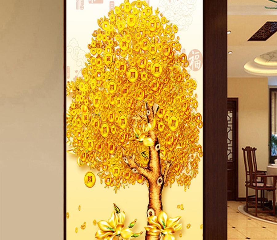 3D Golden Tree 636 Wall Murals