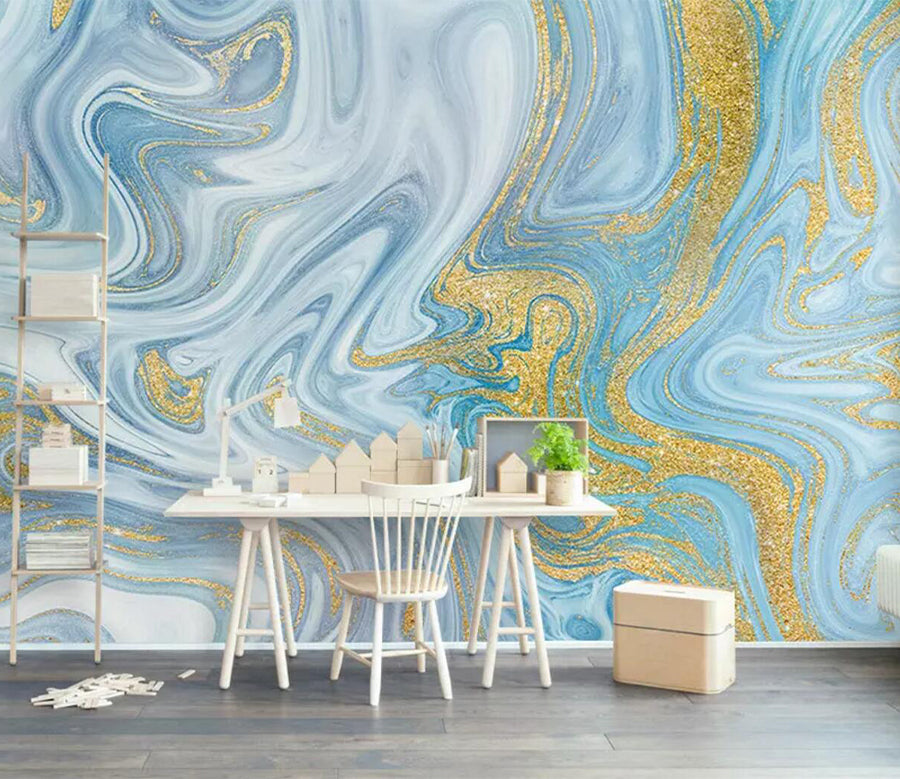 3D Golden Turbulence WC484 Wall Murals