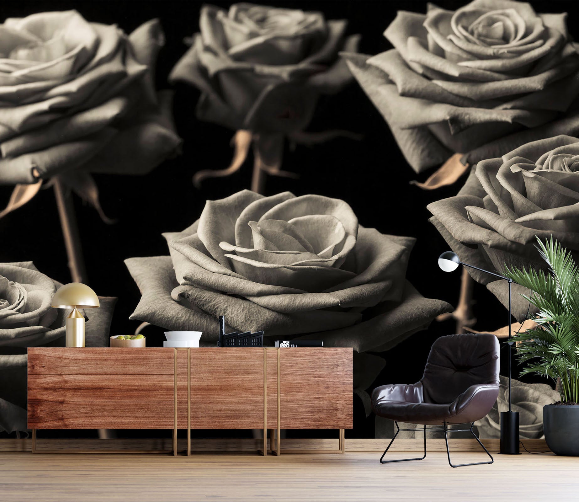 3D Gray Rose 6117 Assaf Frank Wall Mural Wall Murals