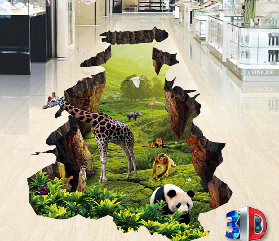 3D Grassland Animals 330 Floor Mural  Wallpaper Murals Rug & Mat Print Epoxy waterproof bath floor