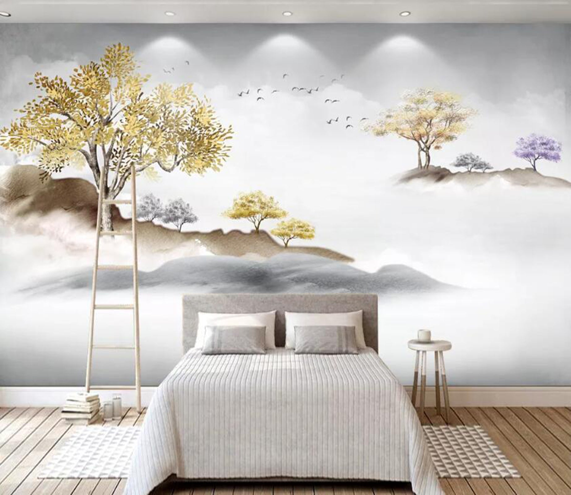 3D Golden Tree WC15 Wall Murals