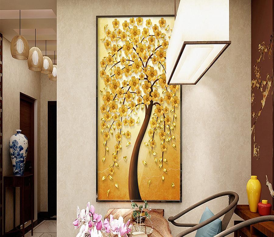 3D Gold Tree 446 Wall Murals