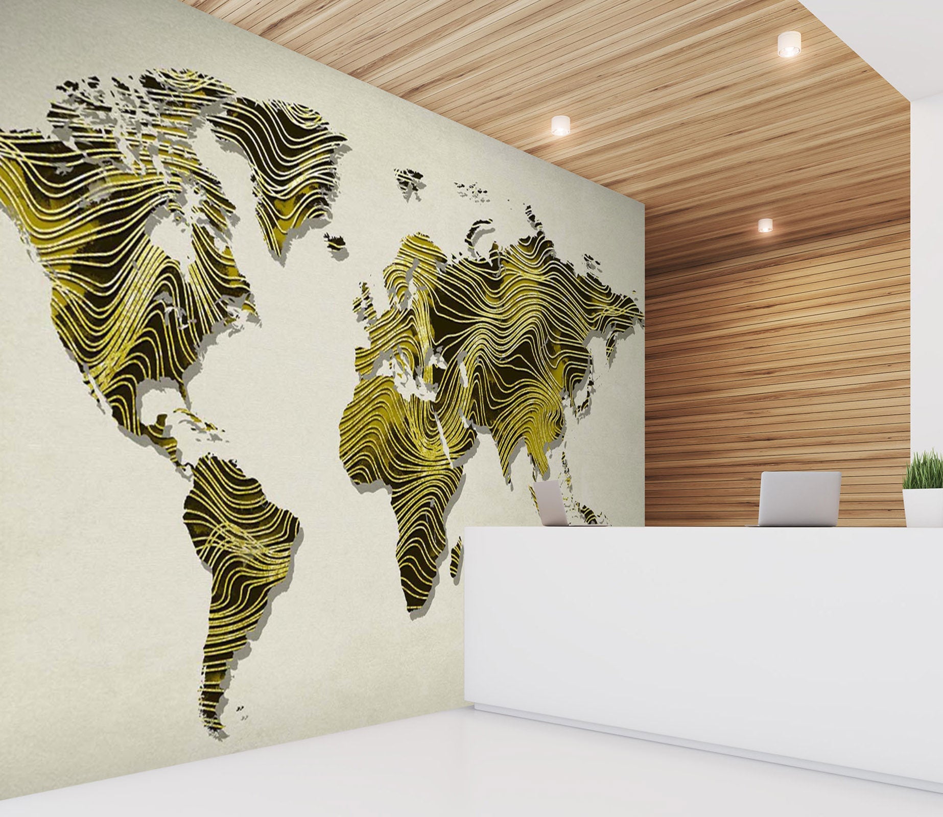 3D Golden Map 010 Wall Murals