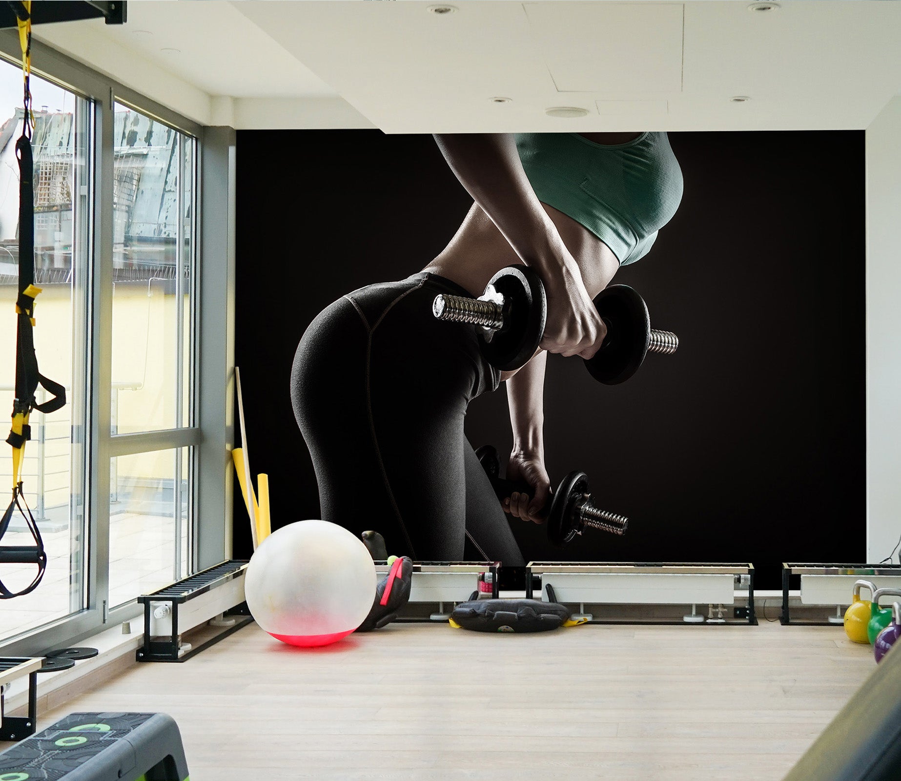 3D Girl Dumbbell 035 Wall Murals