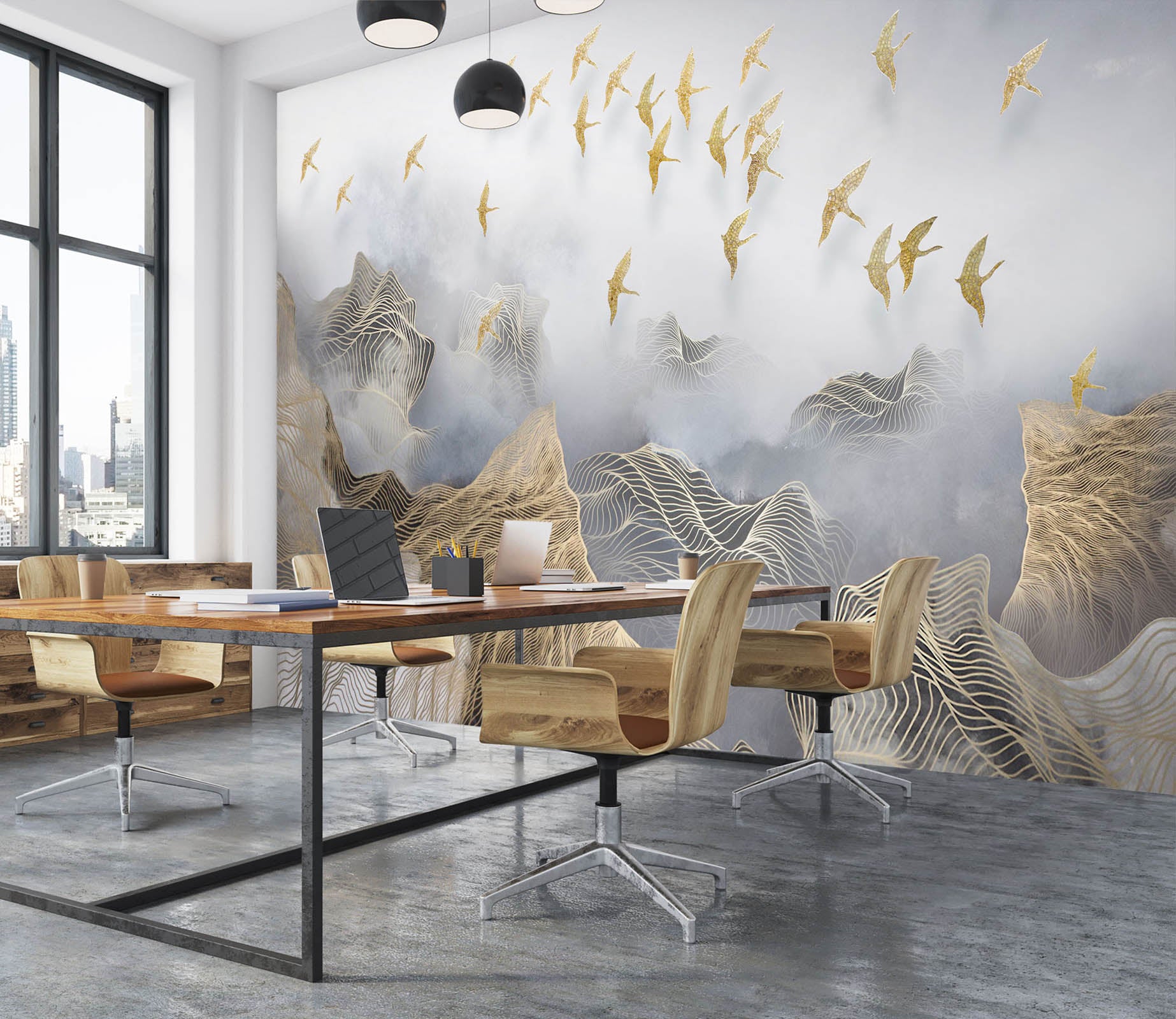 3D Golden Bird 1432 Wall Murals