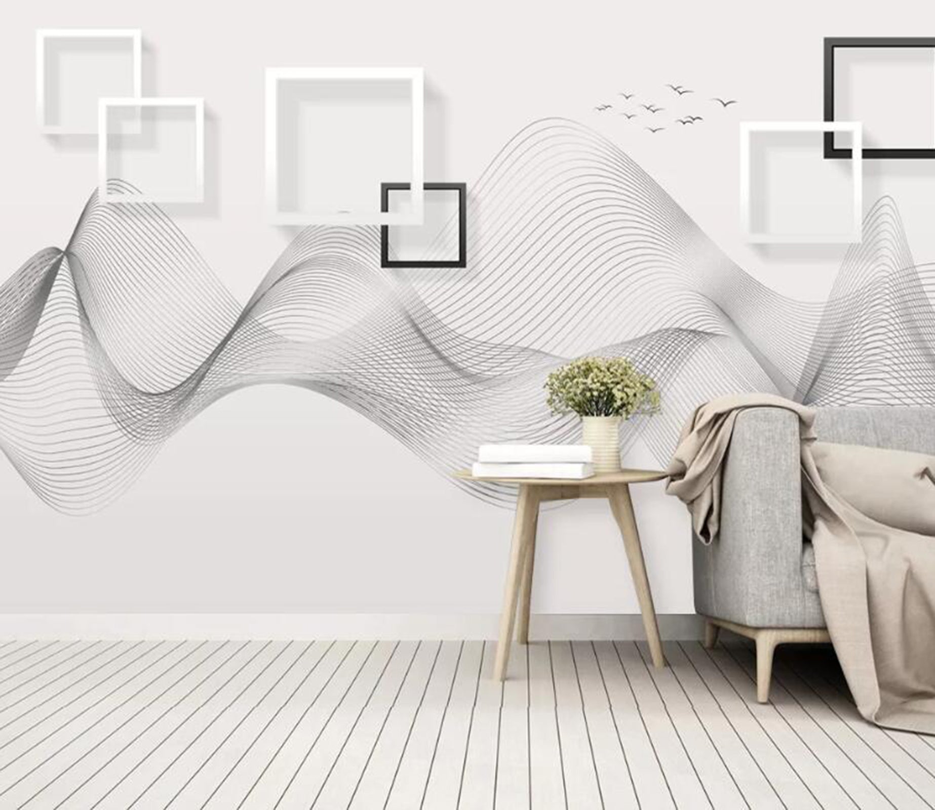 3D Geometric Wave WC98 Wall Murals