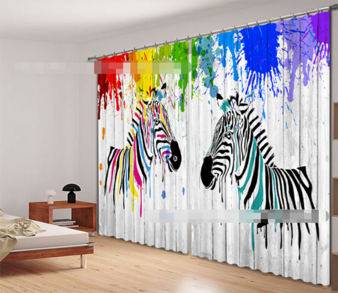 3D Graffiti Zebras 2077 Curtains Drapes