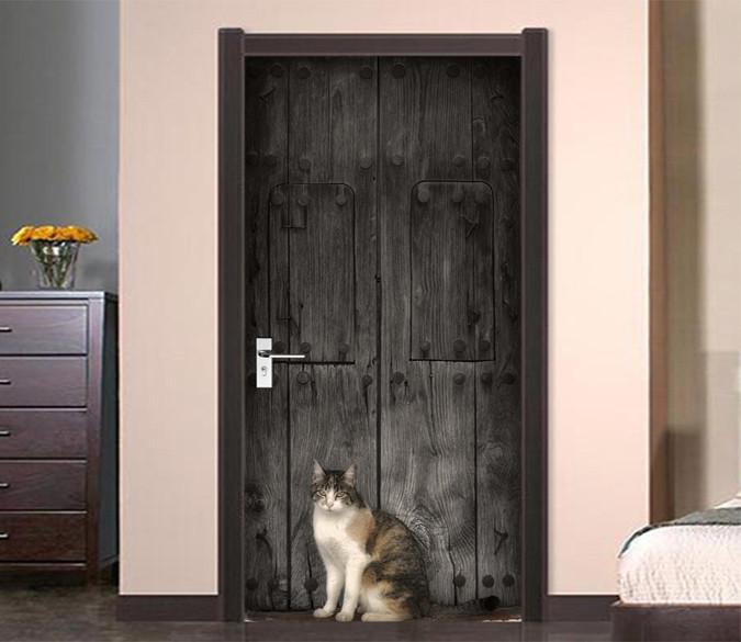 3D Gate Standing Cat 23 Door Mural