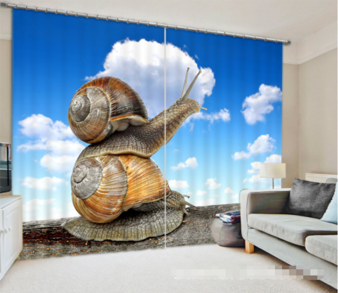 3D Funny Snails 1228 Curtains Drapes