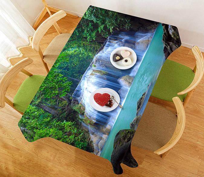 3D Forest Waterfall 35 Tablecloths