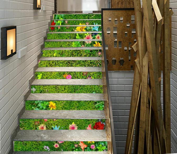 3D Grassland Flowers 576 Stair Risers