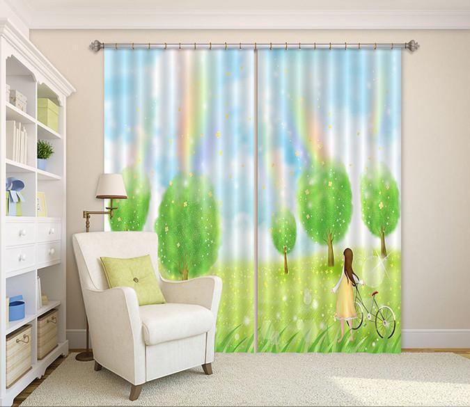 3D Grassland Rainbow 171 Curtains Drapes