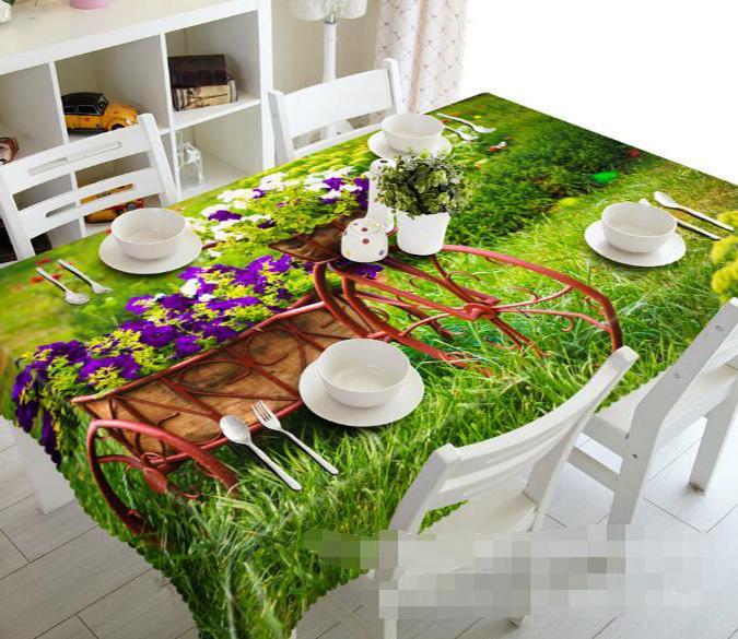 3D Grassland Flowers Bike 973 Tablecloths