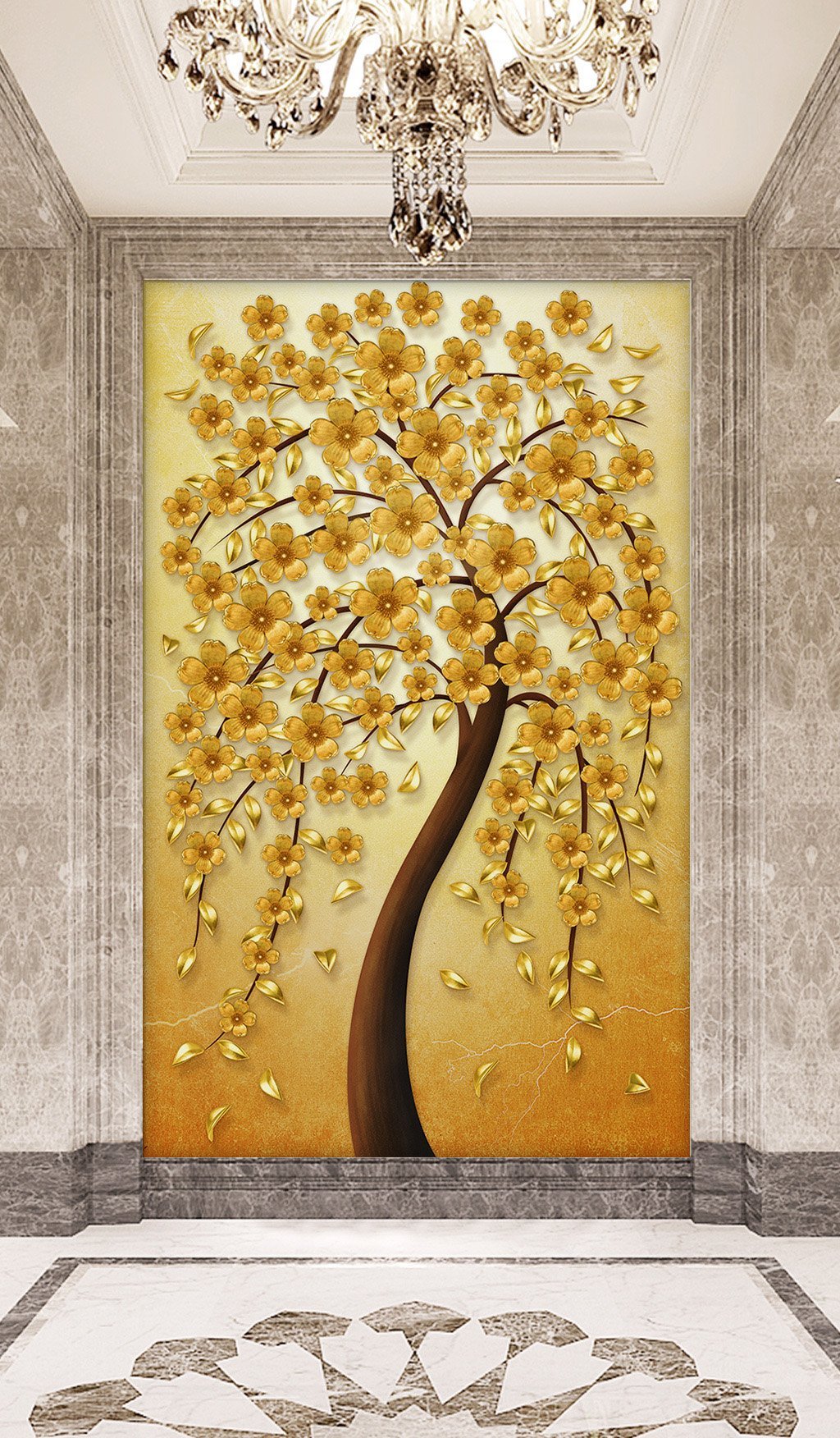 3D Gold Tree 446 Wall Murals