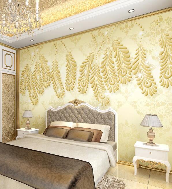 3D Golden Leaves 207 Wall Murals