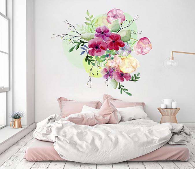 3D Gouache Colored Flower 276 Wall Stickers