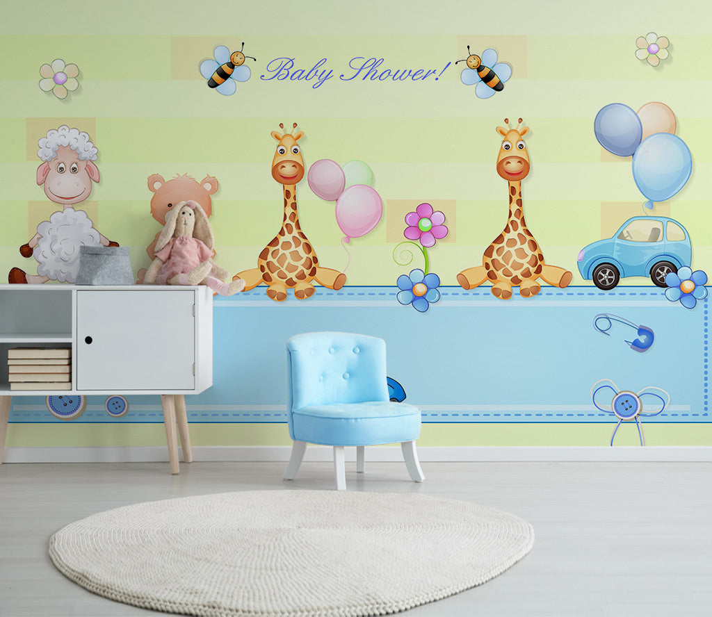 3D Giraffe Sheep WG434 Wall Murals