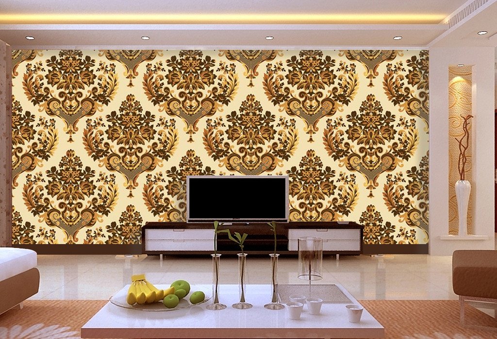 3D Gold Flowers Pattern 767