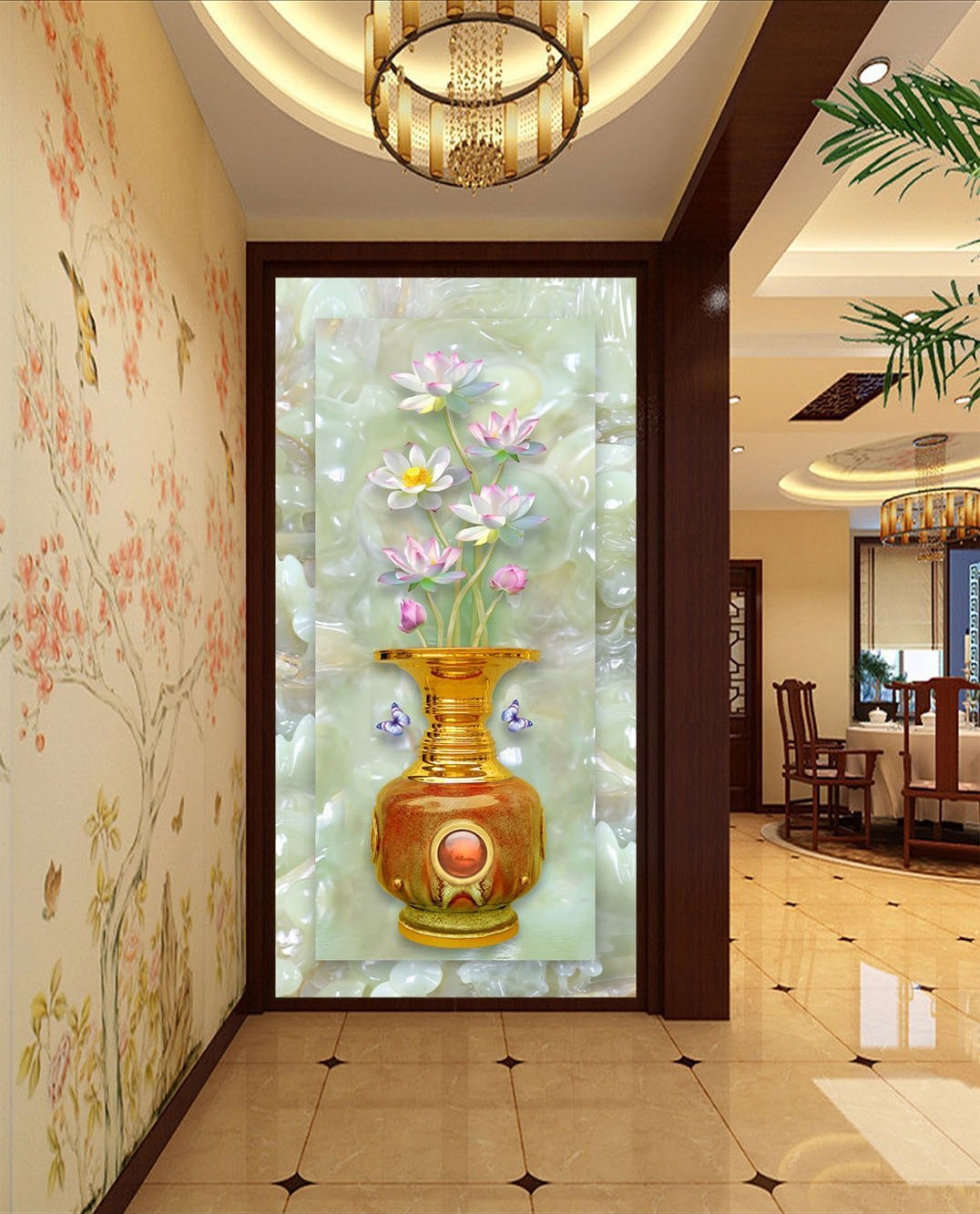 3D Gold Vase Flower 387