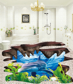 3D Free Dolphin 334 Floor Mural  Wallpaper Murals Rug & Mat Print Epoxy waterproof bath floor