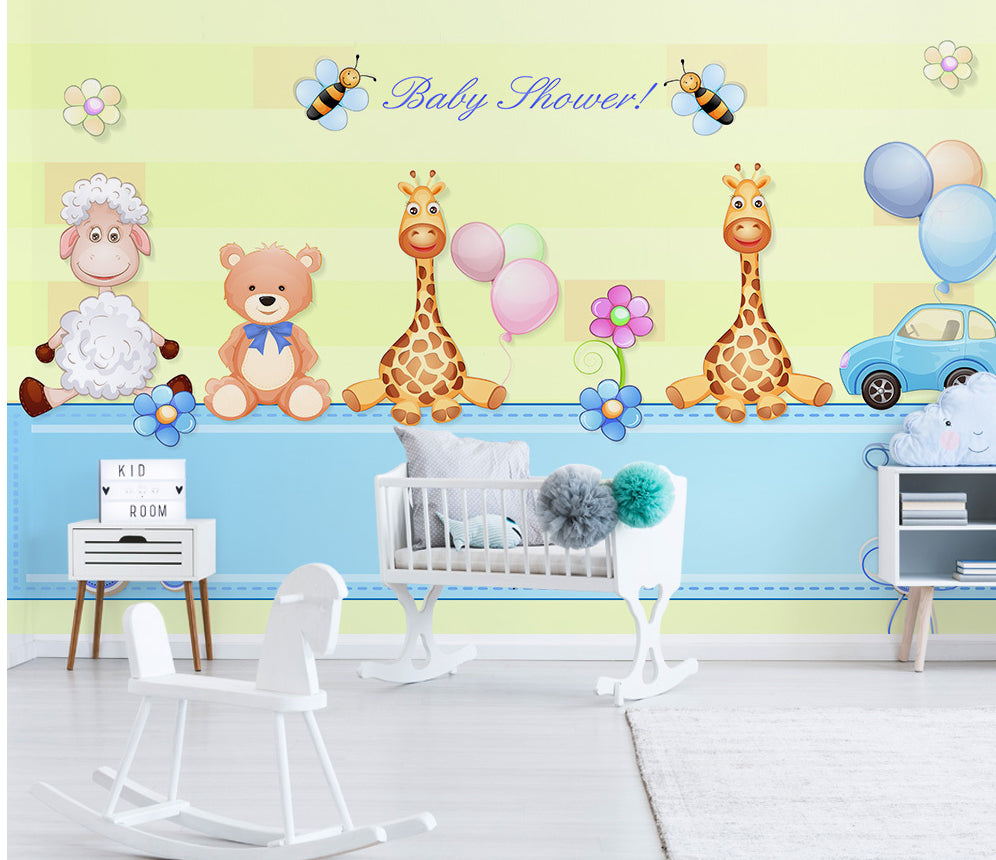 3D Giraffe Sheep WG434 Wall Murals