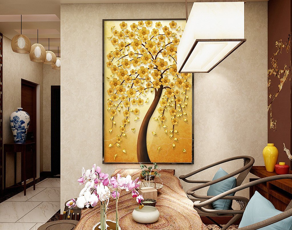 3D Gold Tree 446 Wall Murals