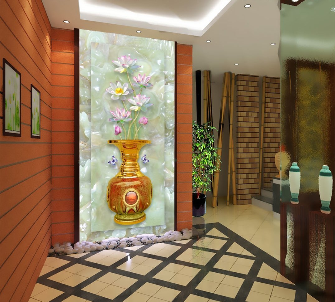 3D Gold Vase Flower 387