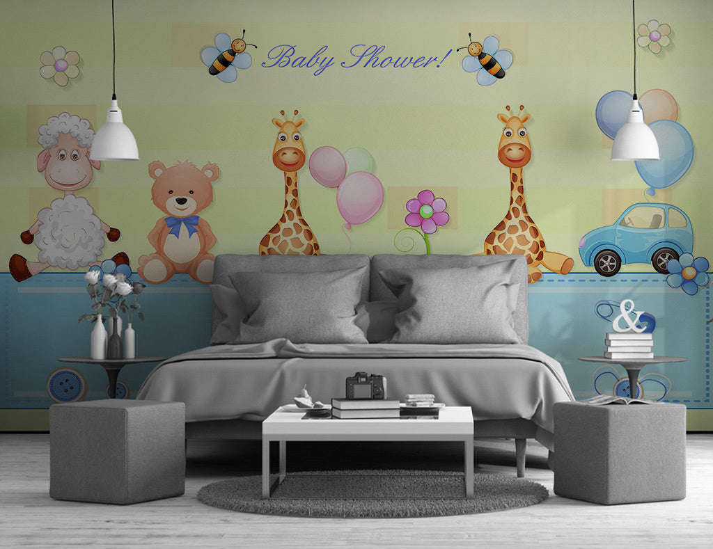 3D Giraffe Sheep WG434 Wall Murals