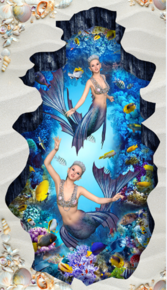 3D Graceful Mermaids Floor Mural  Non-slip, Waterproof  & Removable Rug Mat & Floor Murals