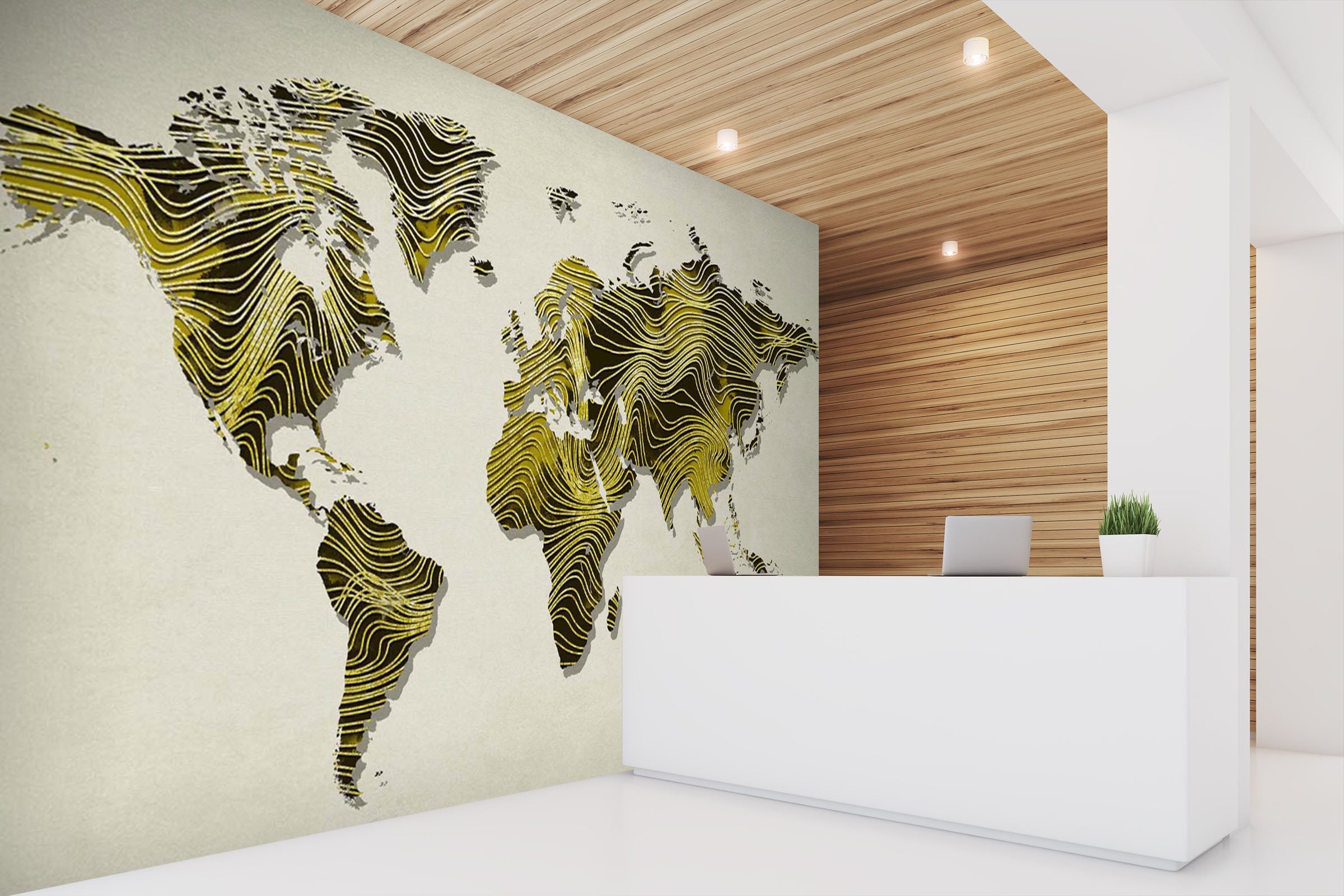 3D Golden Map 010 Wall Murals