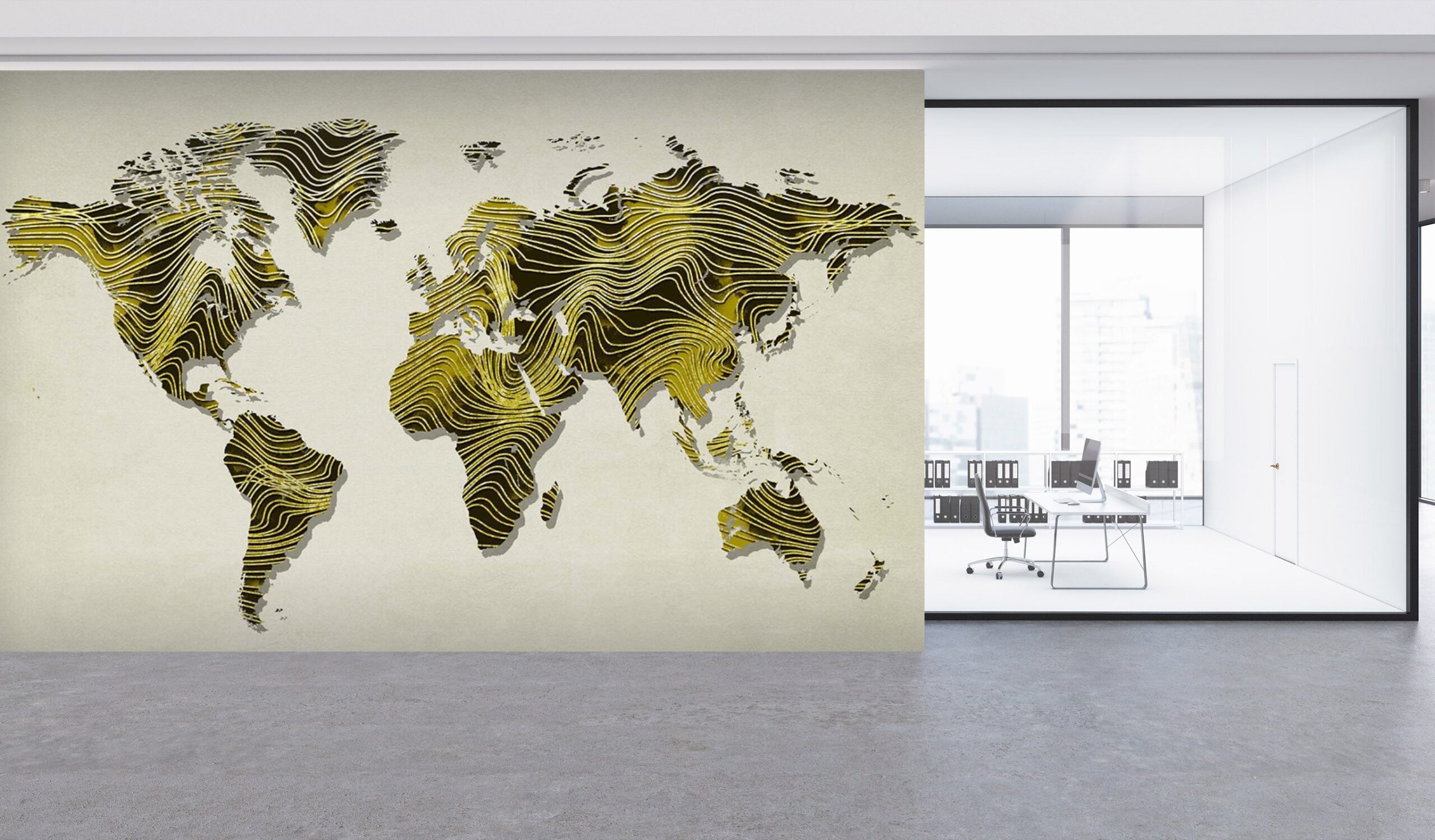 3D Golden Map 010 Wall Murals