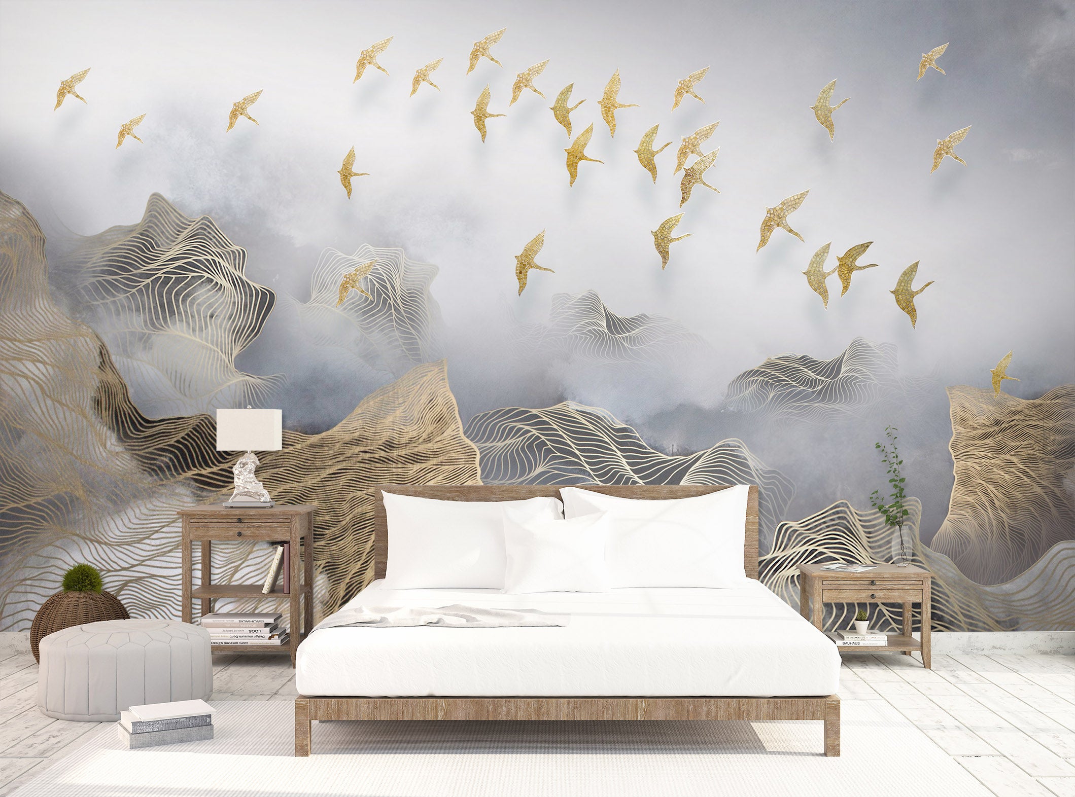 3D Golden Bird 1432 Wall Murals