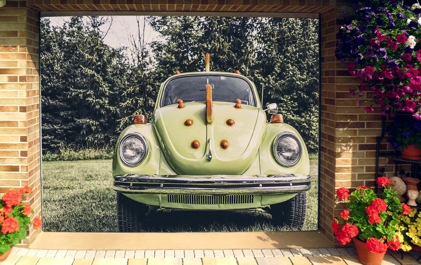 3D Grassland Old Car 268 Garage Door Mural
