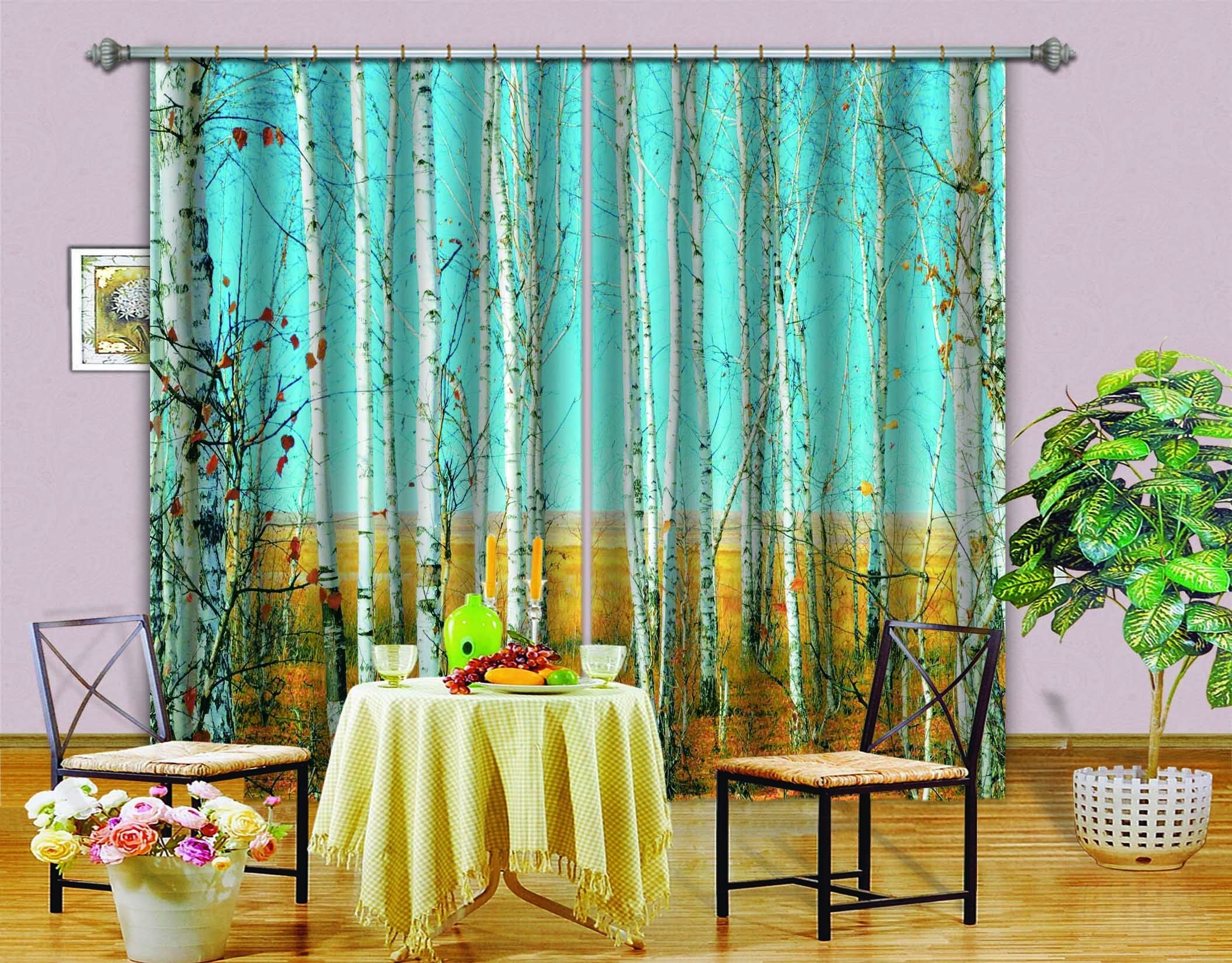 3D Grassland Bare Trees 715 Curtains Drapes