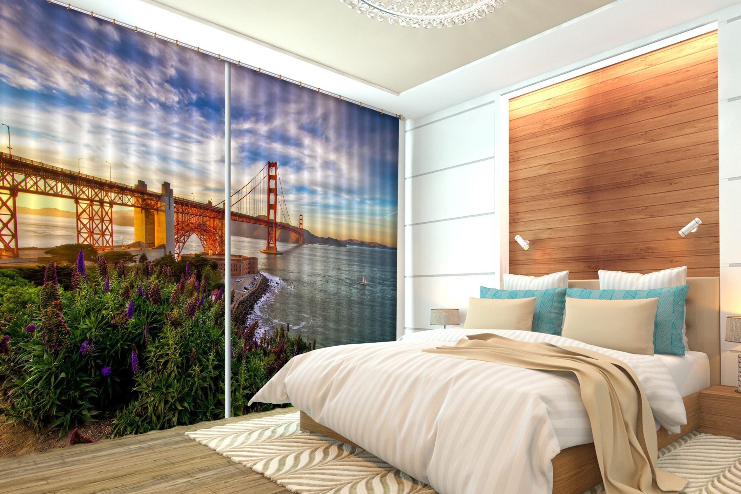 3D Golden Gate Bridge 442 Beach Curtains Drapes
