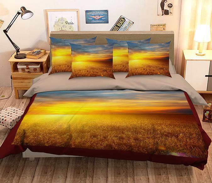3D Gold Wheat 142 Bed Pillowcases Quilt