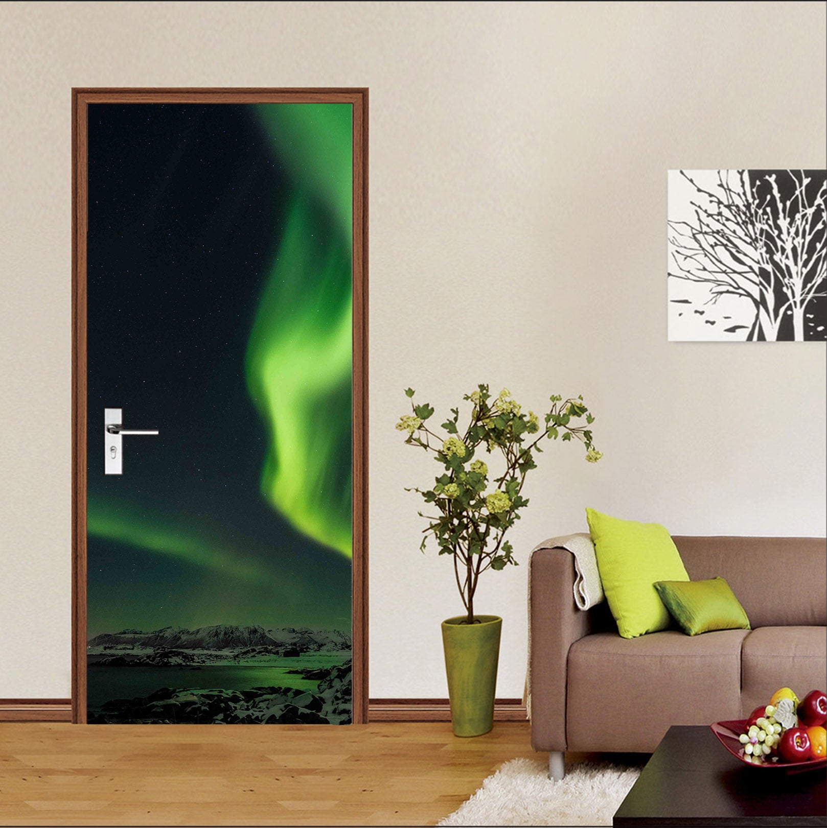 3D Green Aurora 12235 Marco Carmassi Door Mural
