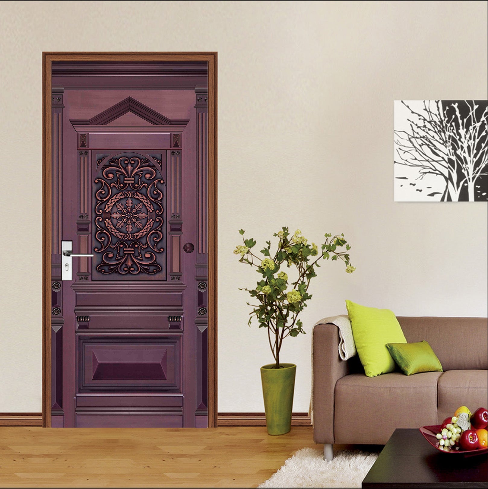 3D Fuchsia Gate 047 Door Mural