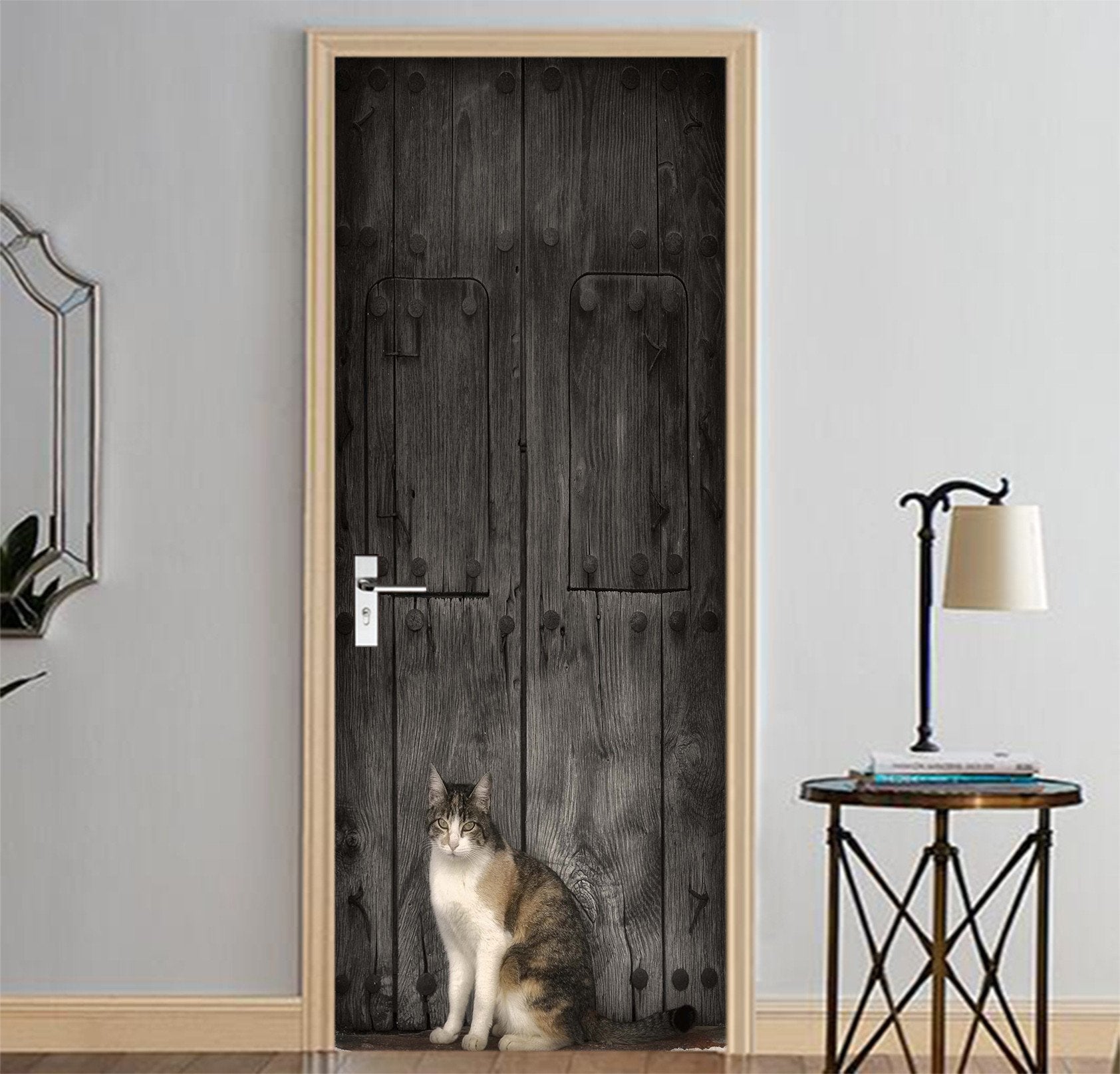 3D Gate Standing Cat 23 Door Mural