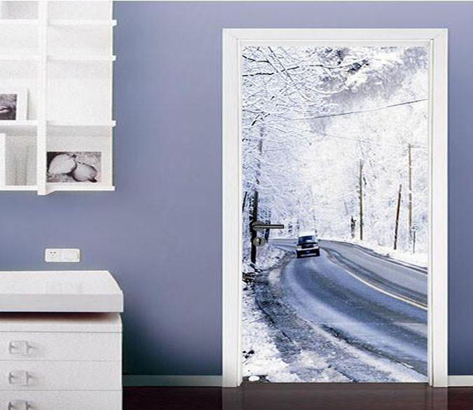 3D frozen highway scenery door mural