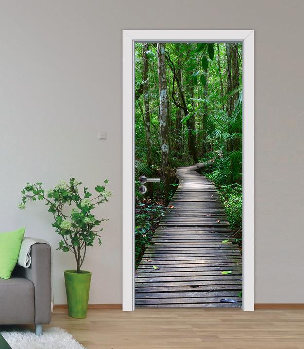 3D forest wooden path 14 door mural