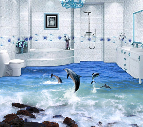 3D Free Dolphin 510 Floor Mural  Wallpaper Murals Rug & Mat Print Epoxy waterproof bath floor