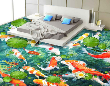 3D Goldfish Floor Mural  Non-slip, Waterproof  & Removable Rug Mat & Floor Murals