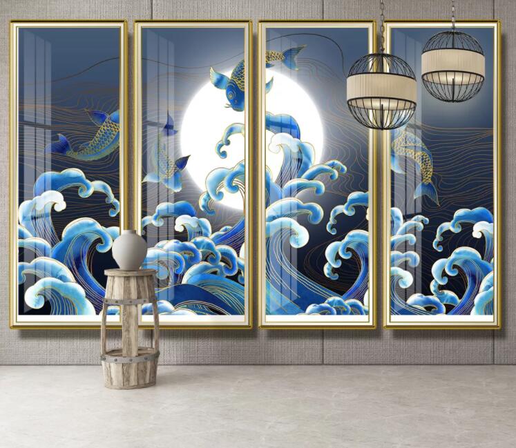 3D Goldfish Surf WC2226 Wall Murals