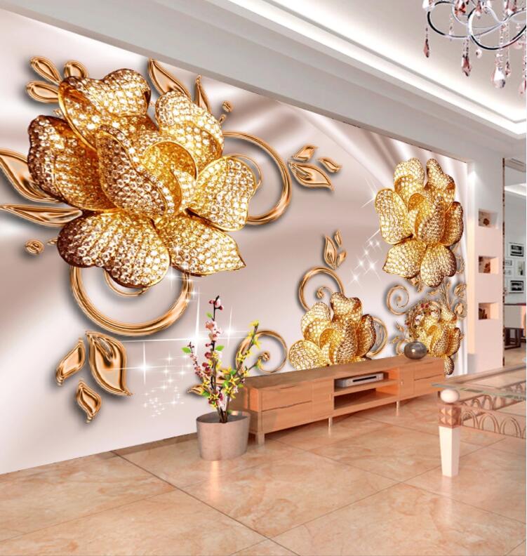 3D Golden Flower WC467 Wall Murals