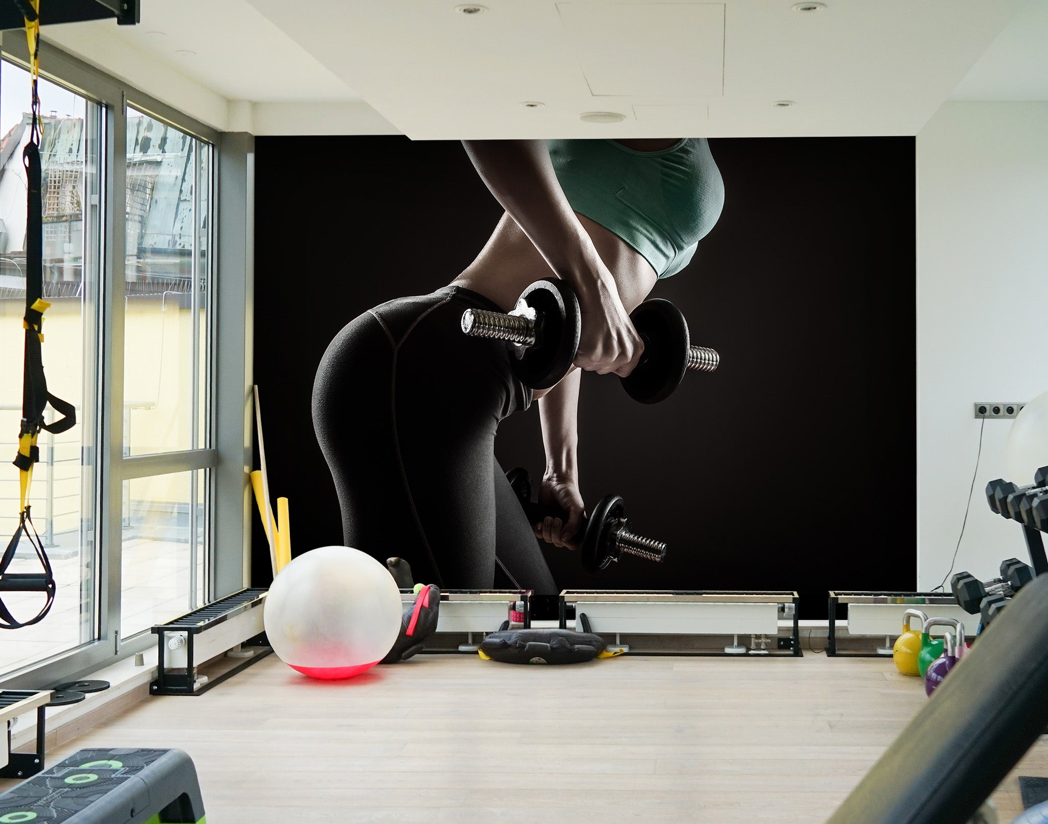 3D Girl Dumbbell 035 Wall Murals