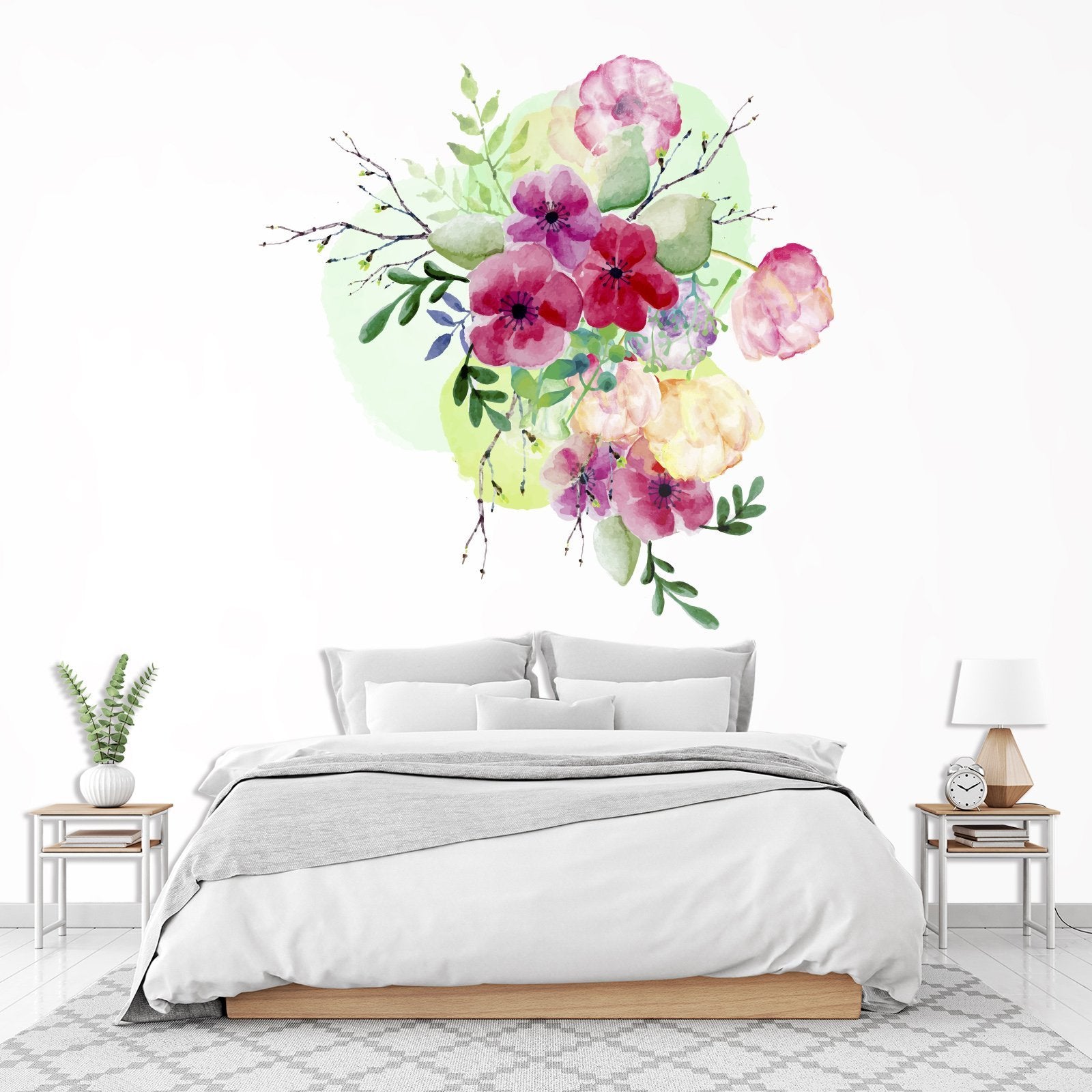 3D Gouache Colored Flower 276 Wall Stickers