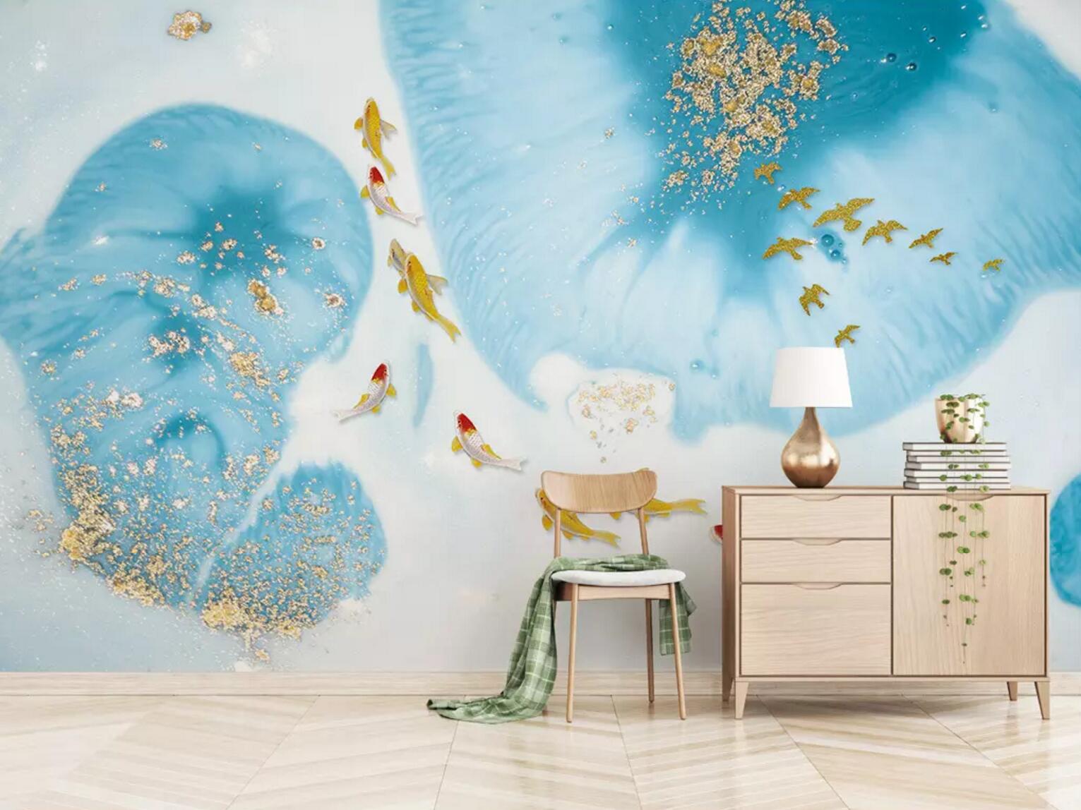 3D Goldfish Goose WC628 Wall Murals