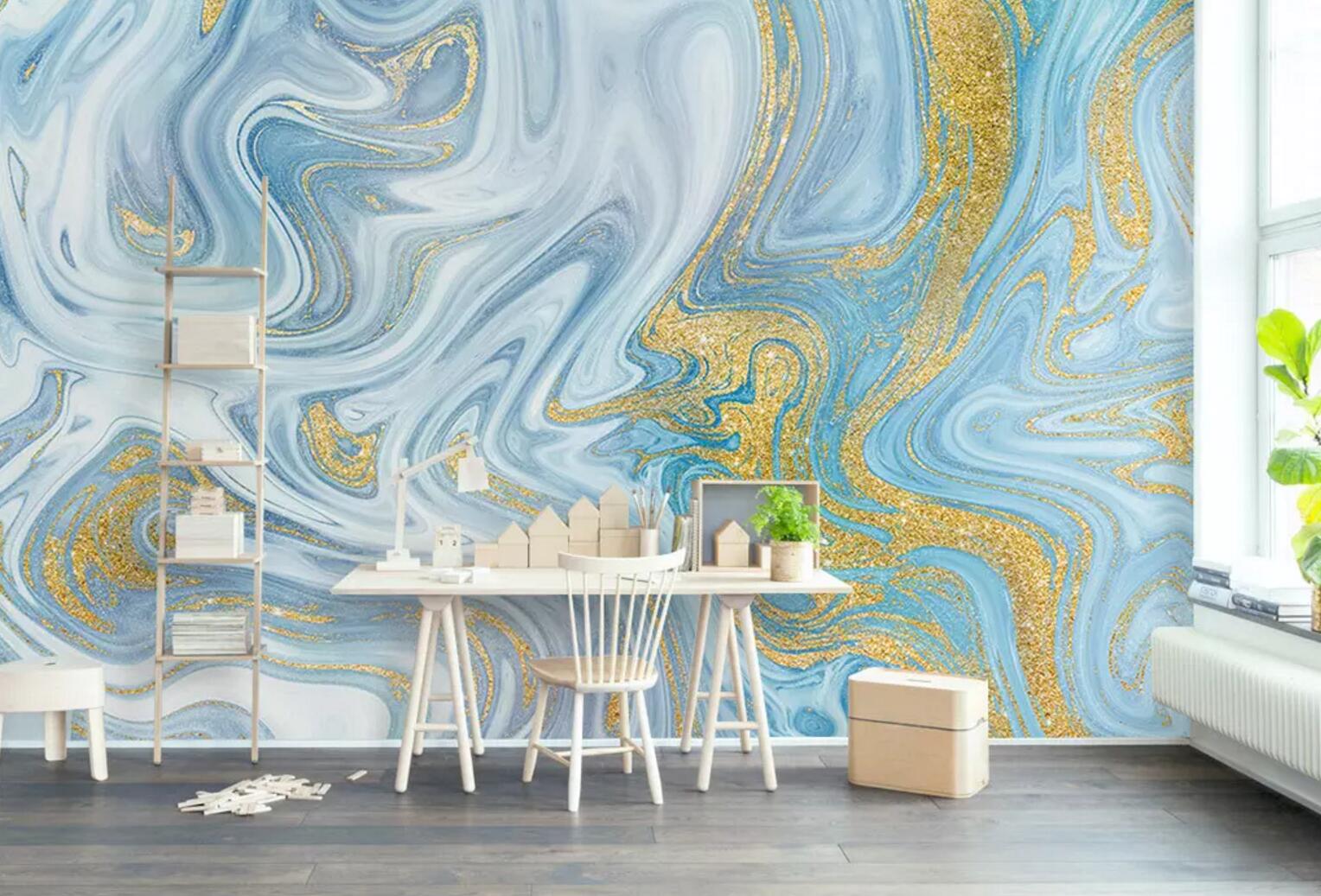 3D Golden Turbulence WC484 Wall Murals